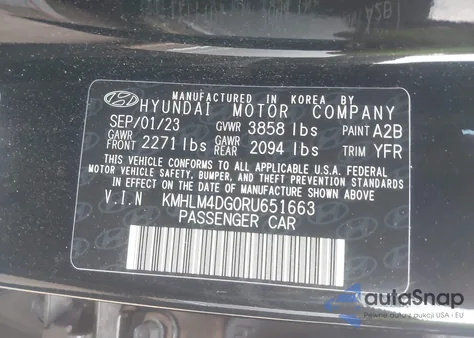 2024 Hyundai Elantra Sel из США, поврежденный, VIN KMHLM4DG0RU651663